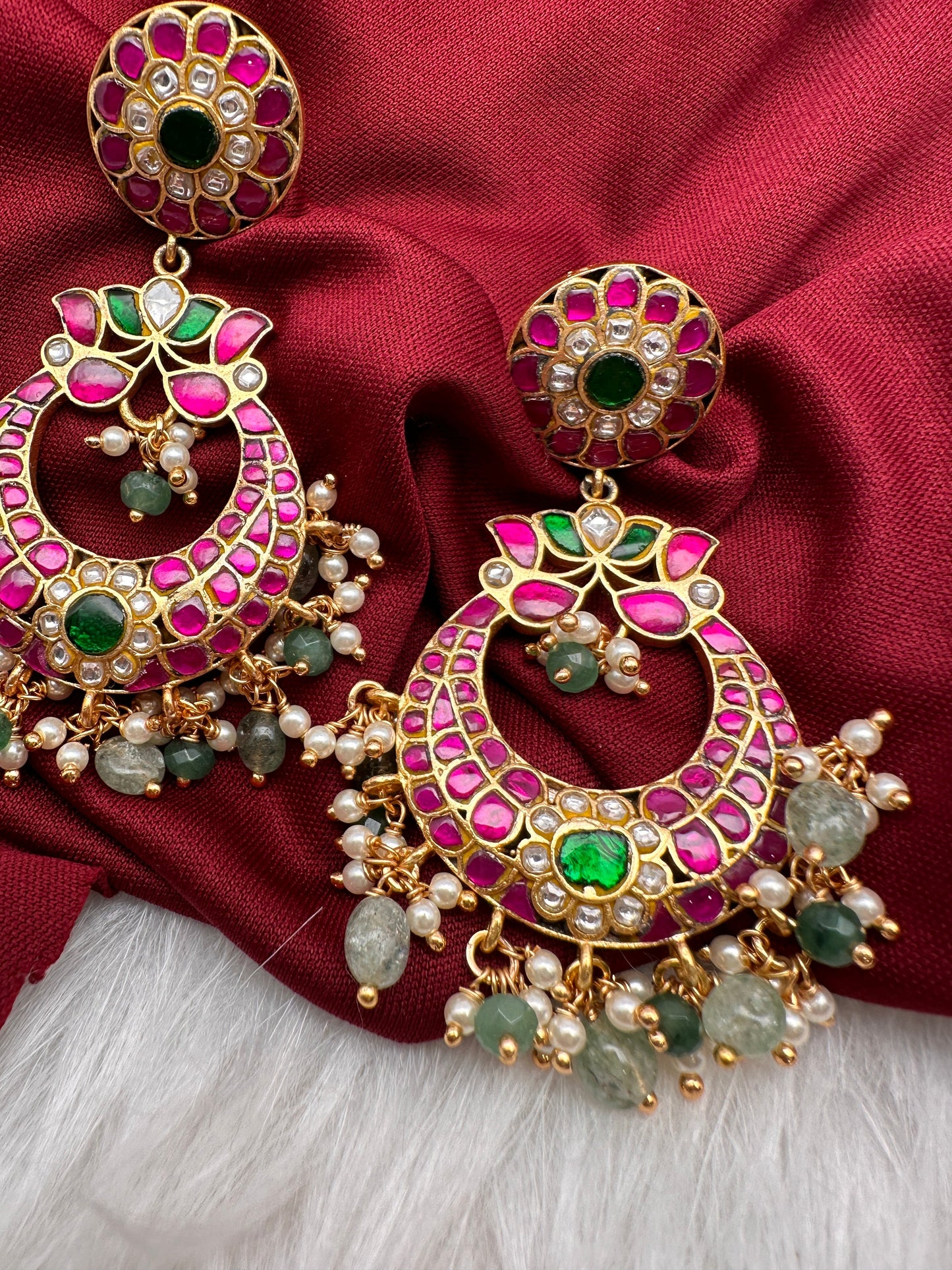 Jadau Kundan Chandbali Earrings