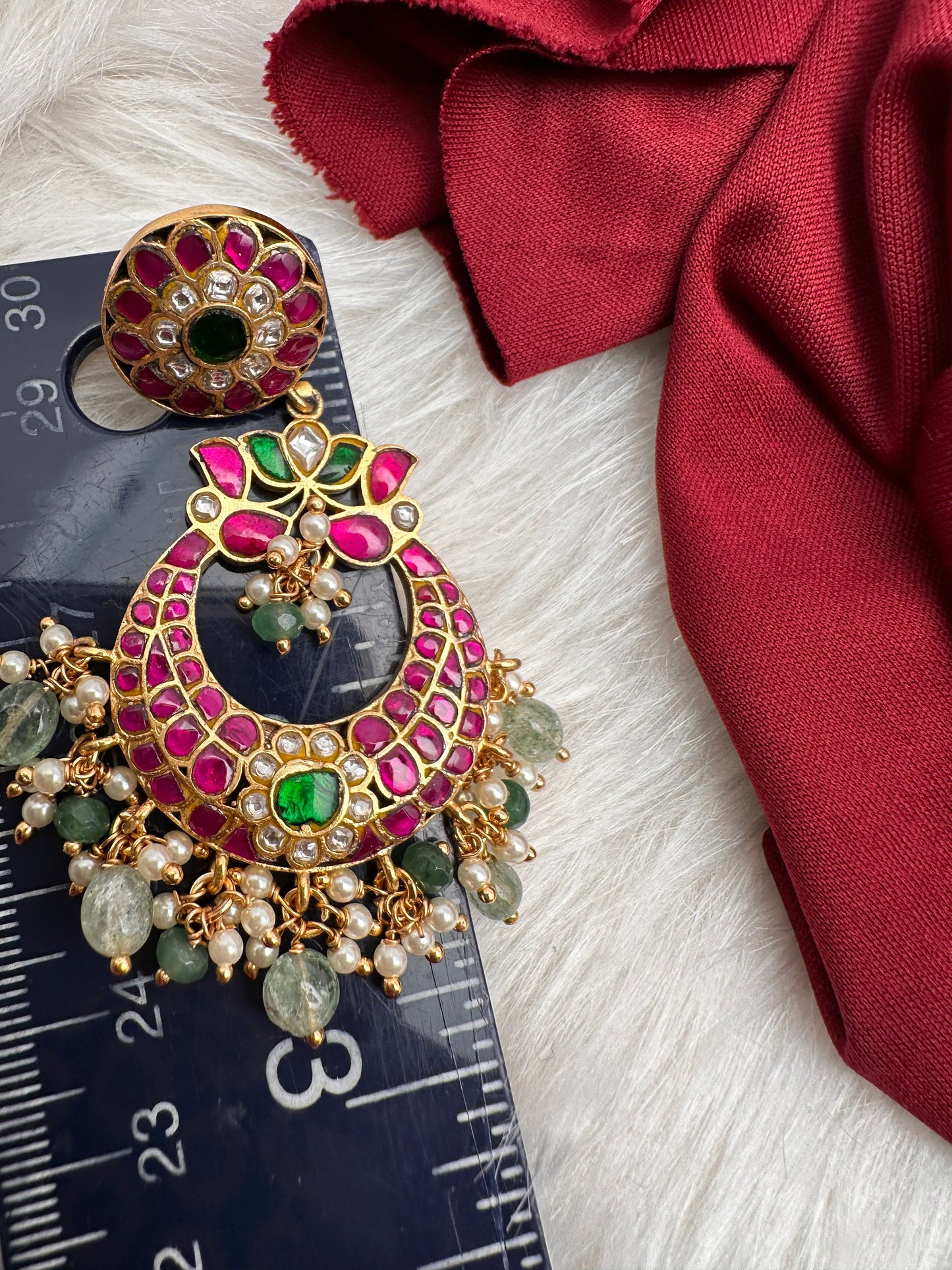 Jadau Kundan Chandbali Earrings