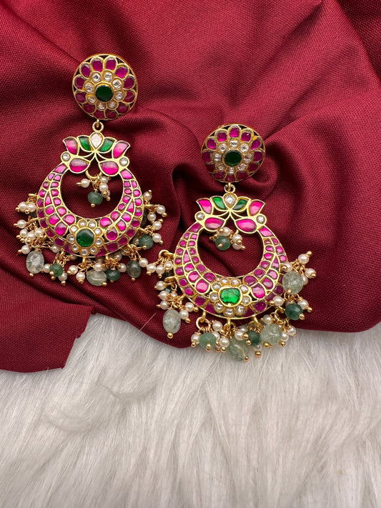 Jadau Kundan Chandbali Earrings