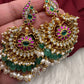 Jadau Kundan Peacock Chandbali Earrings