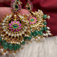 Jadau Kundan Peacock Chandbali Earrings