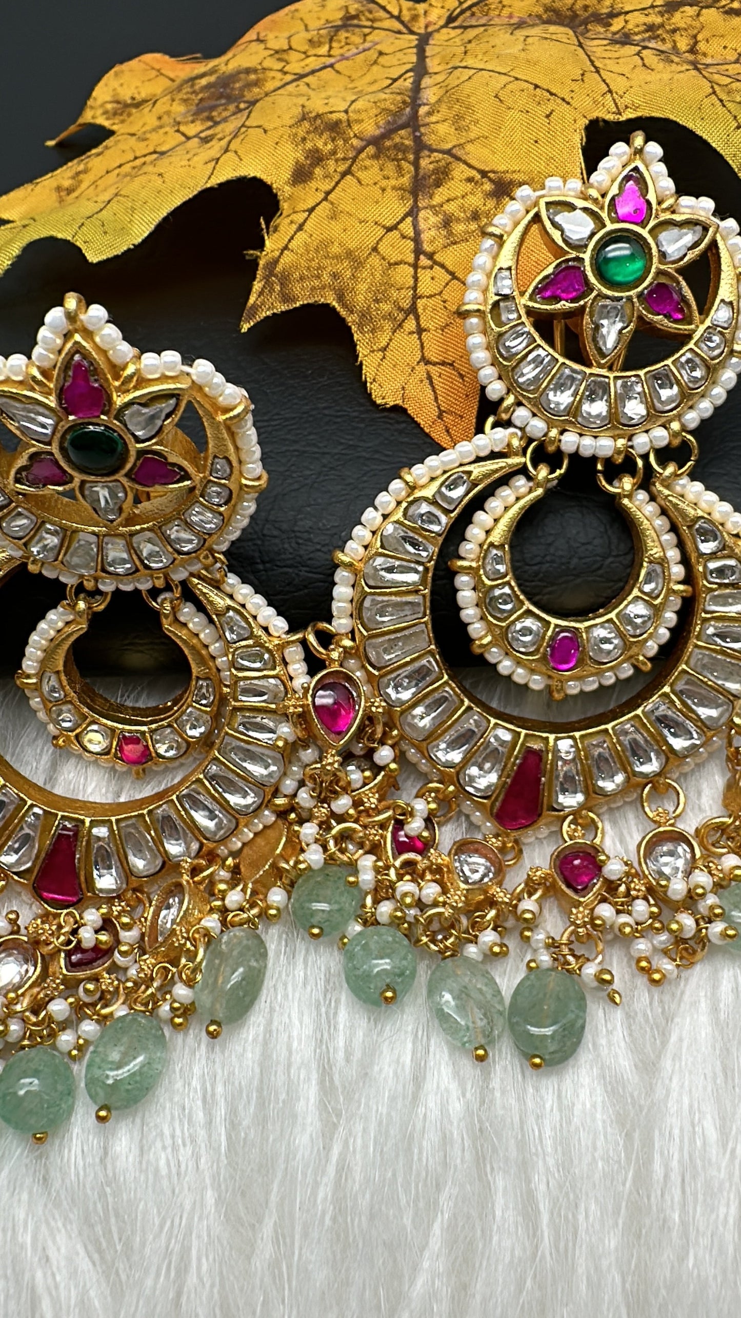 Jadau Kundan Statement Chandbali Earrings