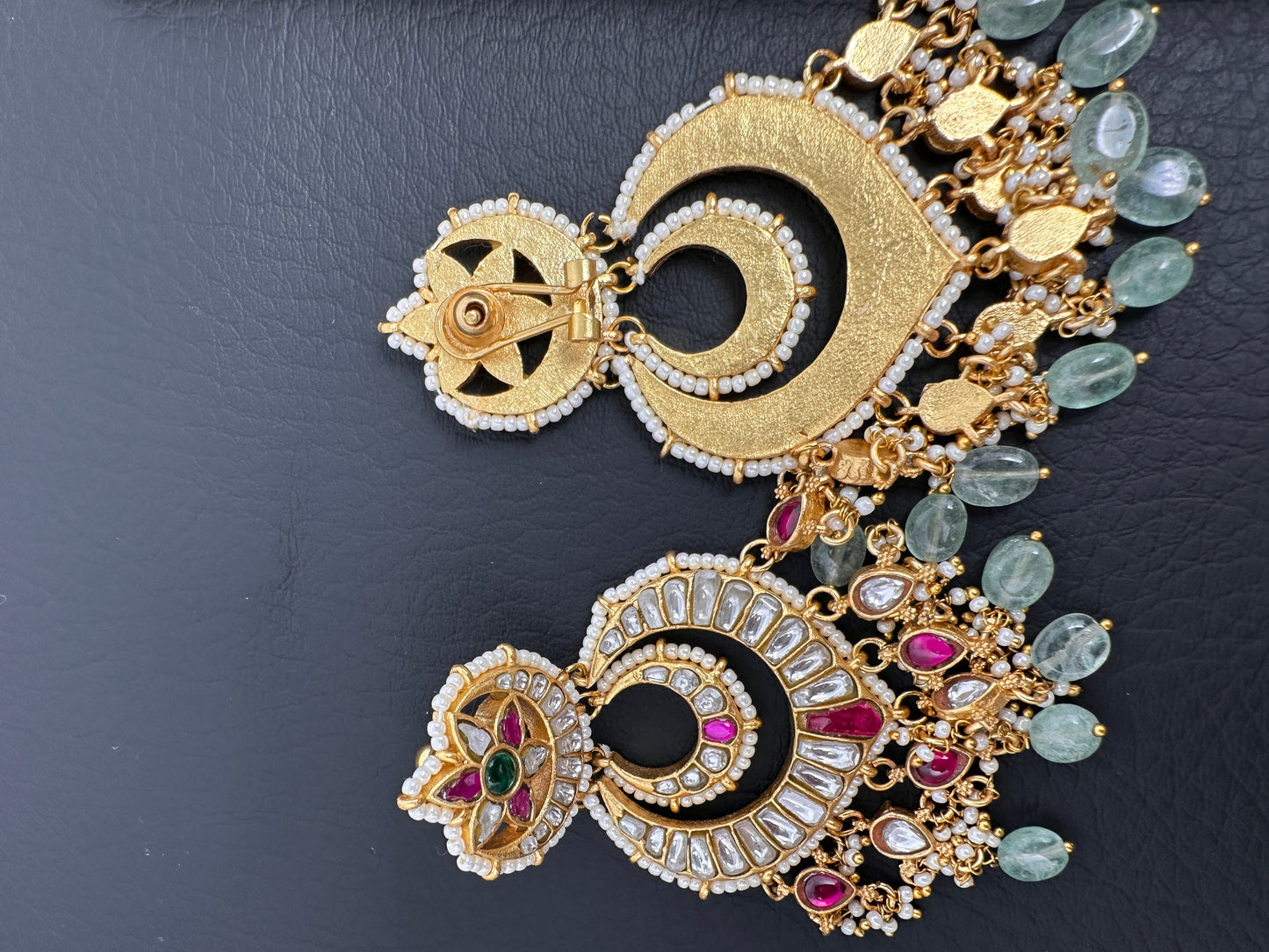 Jadau Kundan Statement Chandbali Earrings