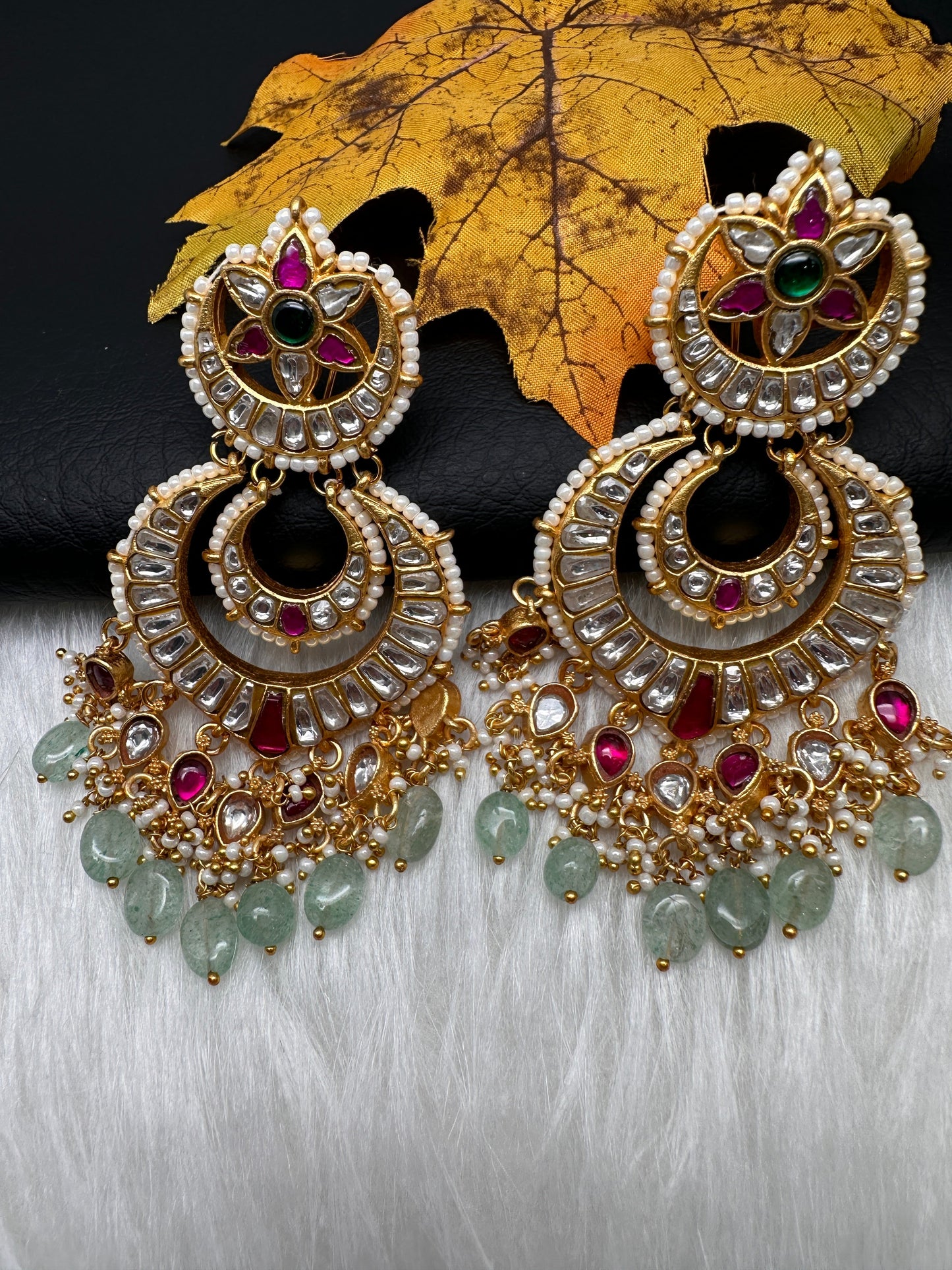 Jadau Kundan Statement Chandbali Earrings