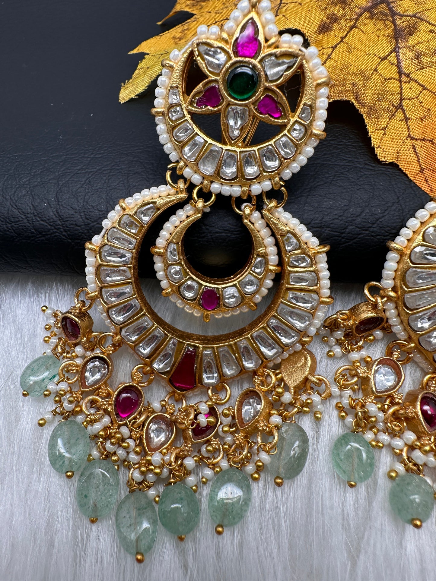 Jadau Kundan Statement Chandbali Earrings