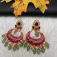 Red Jadau Kundan Chandballi Earrings