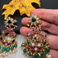 Red Jadau Kundan Chandballi Earrings