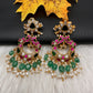 Red Jadau Kundan Chandballi Earrings