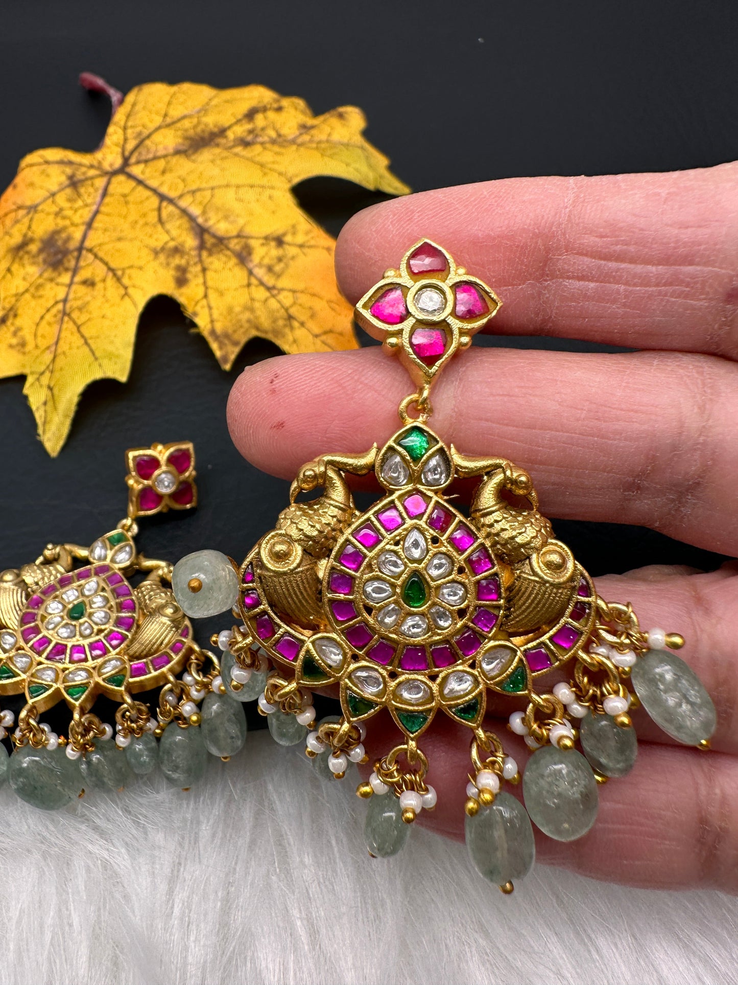 Peacock Jadau Kundan Earrings