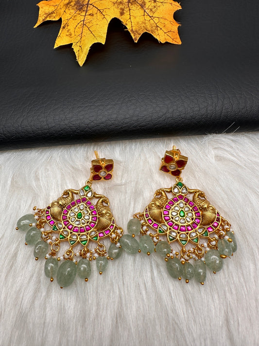 Peacock Jadau Kundan Earrings