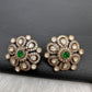 Matte Goddess Lakshmi Jhumka Earrings - Green