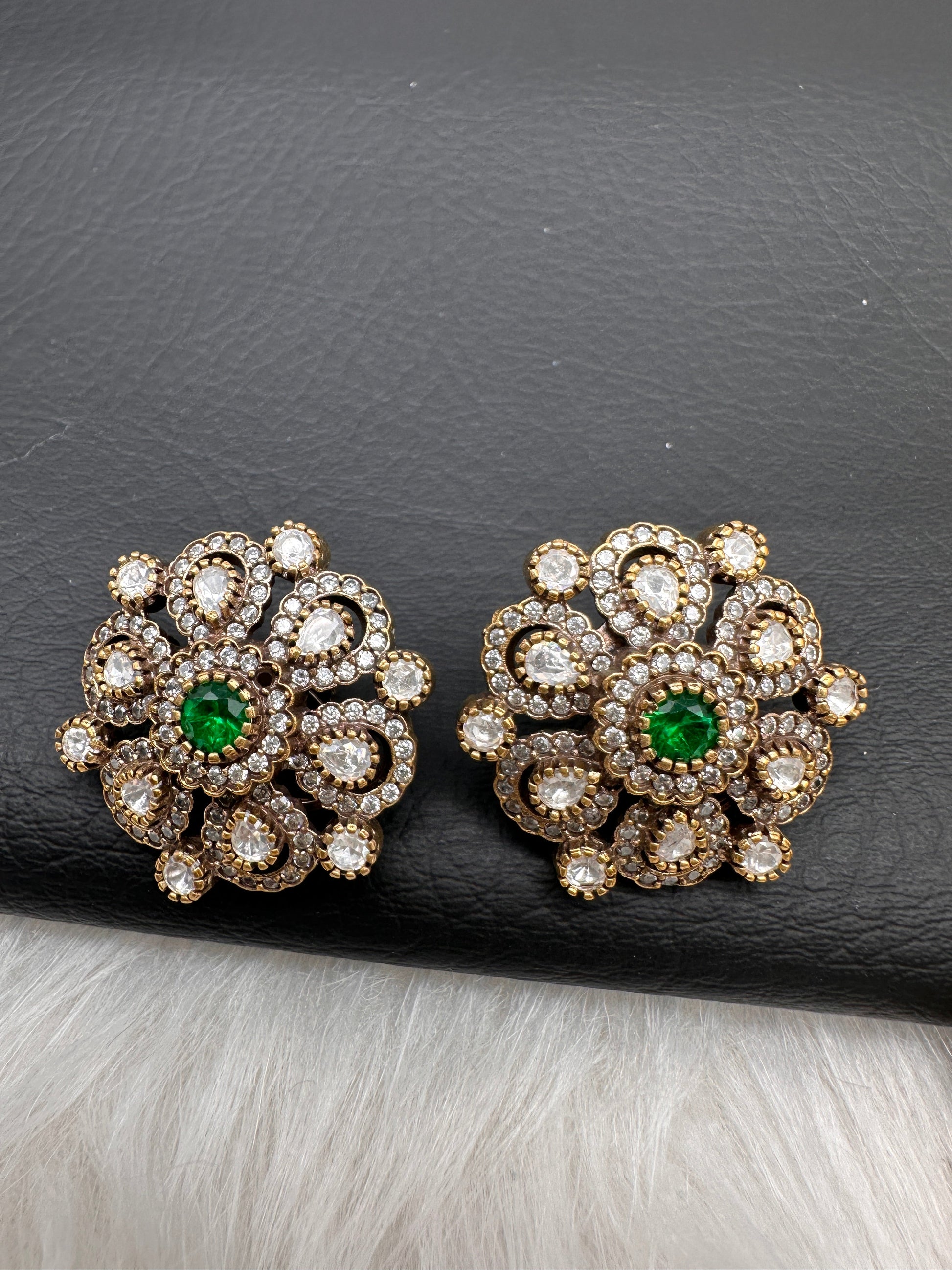 Matte Goddess Lakshmi Jhumka Earrings - Green