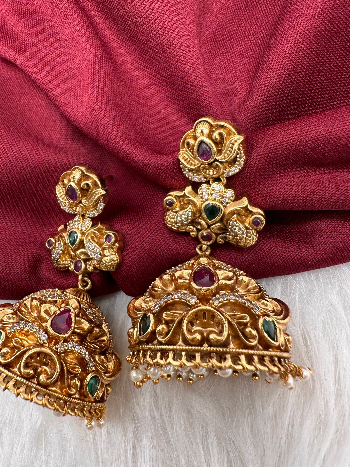 Matte Nakshi Jhumka Earrings