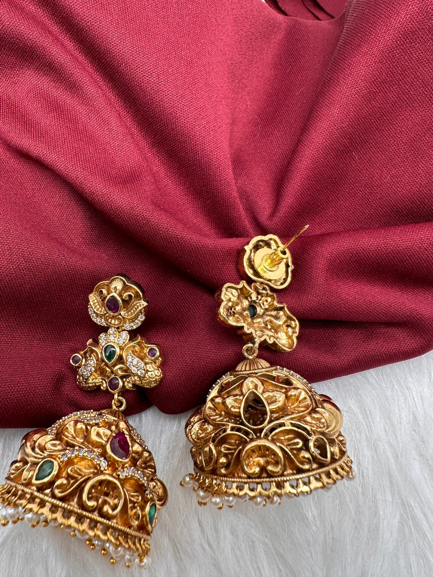 Matte Nakshi Jhumka Earrings