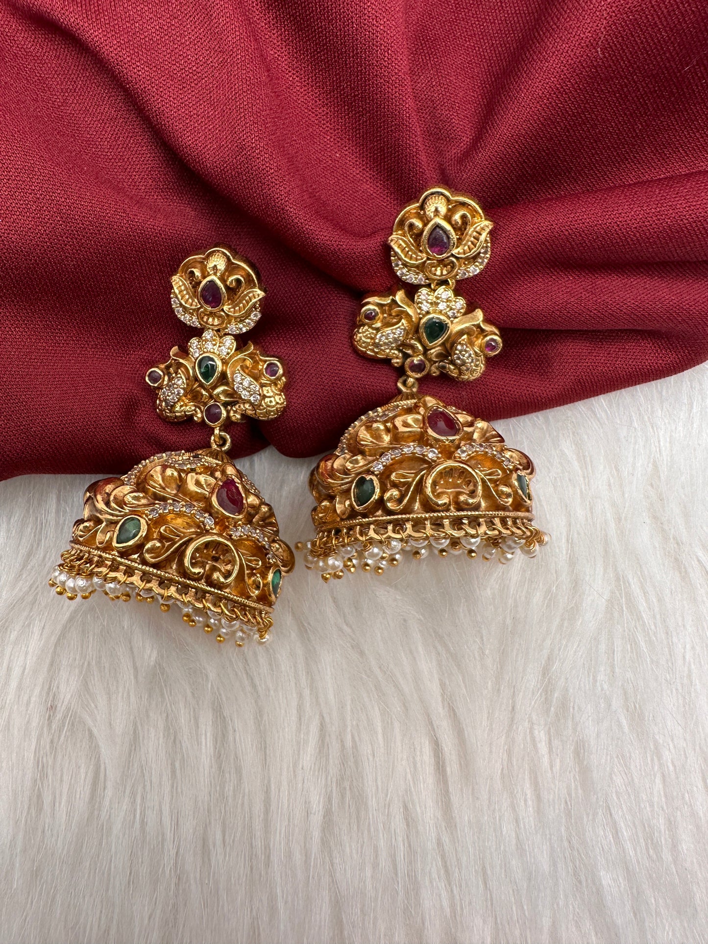 Matte Nakshi Jhumka Earrings