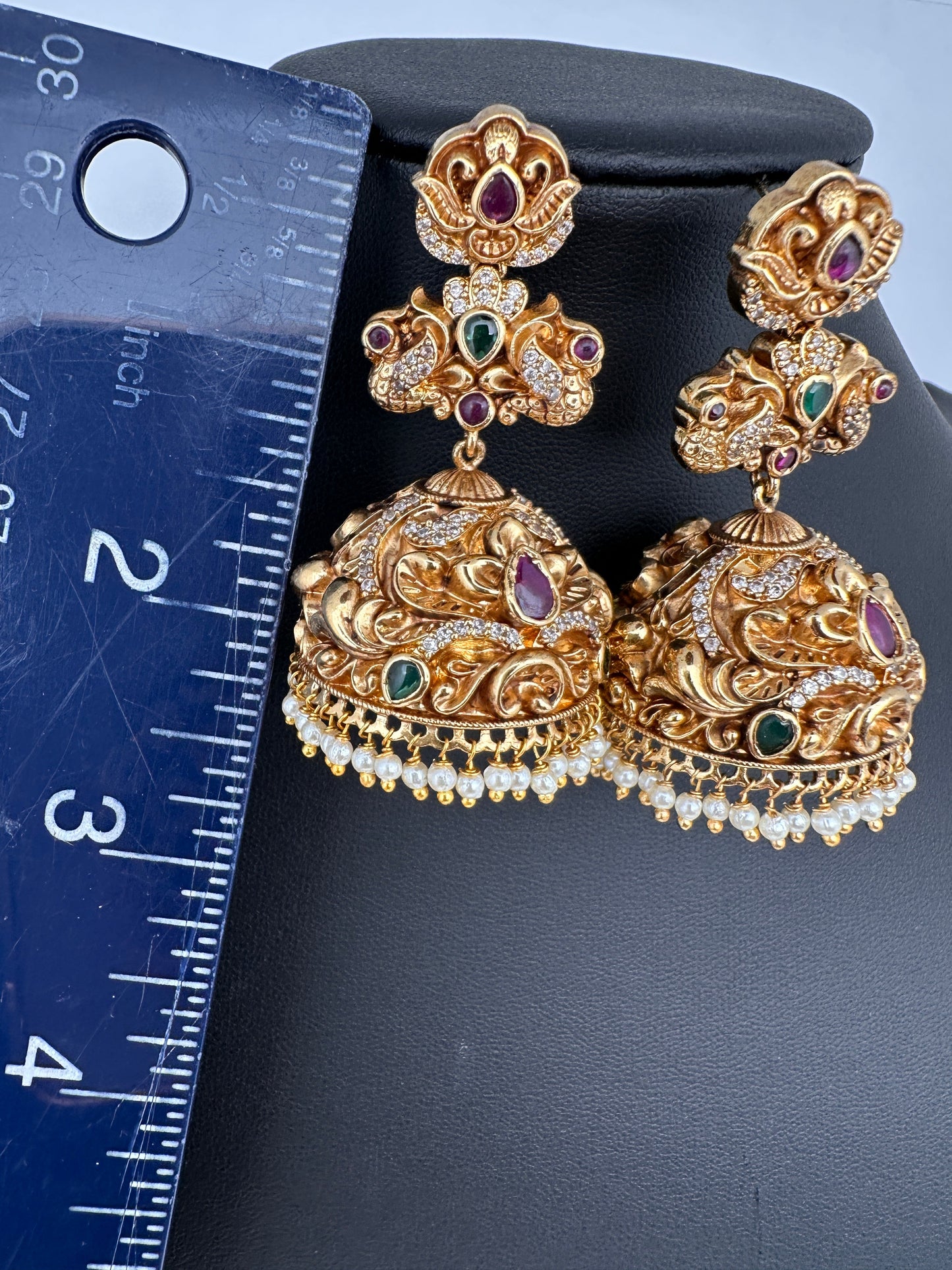 Matte Nakshi Jhumka Earrings