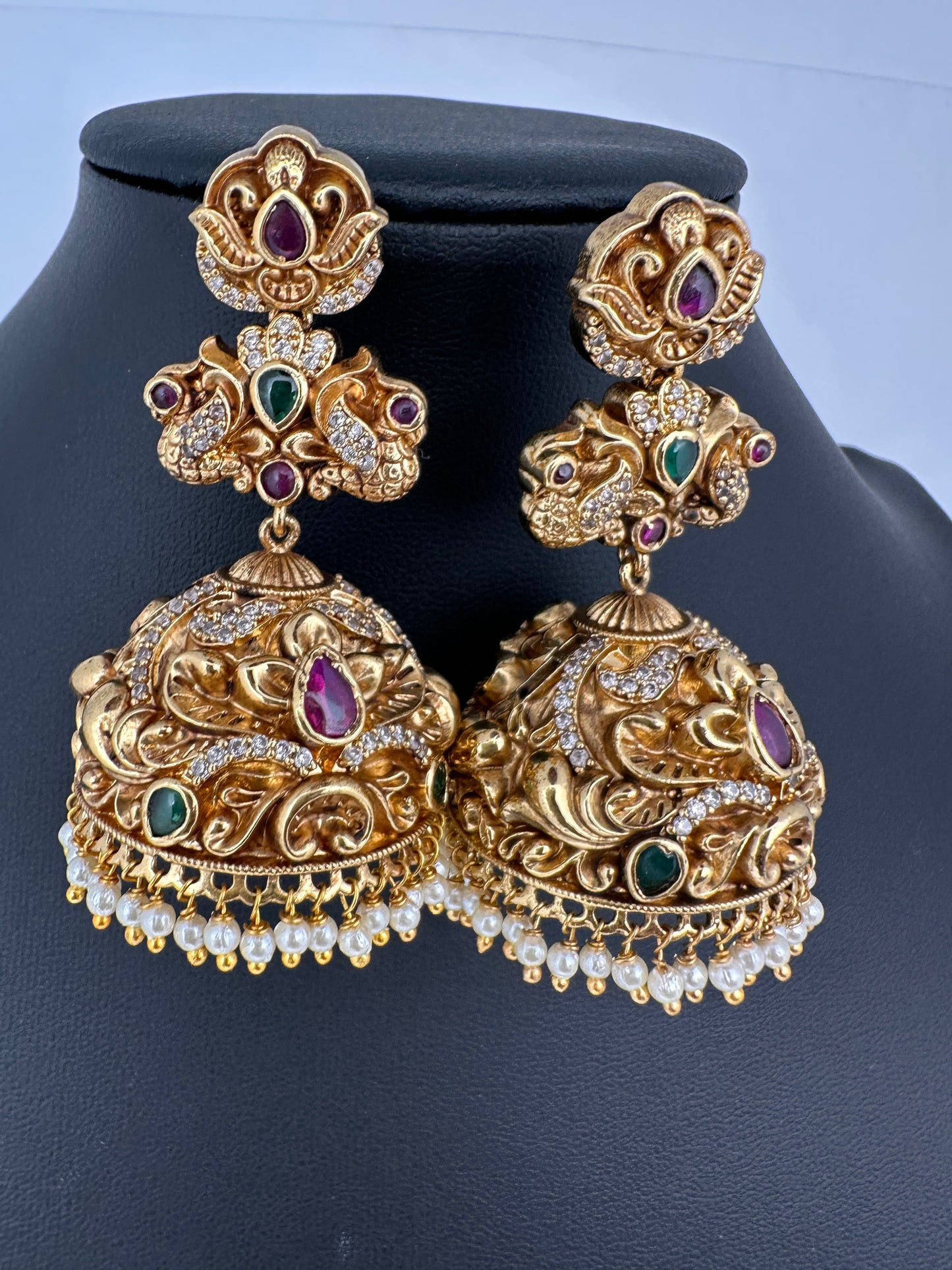 Matte Nakshi Jhumka Earrings