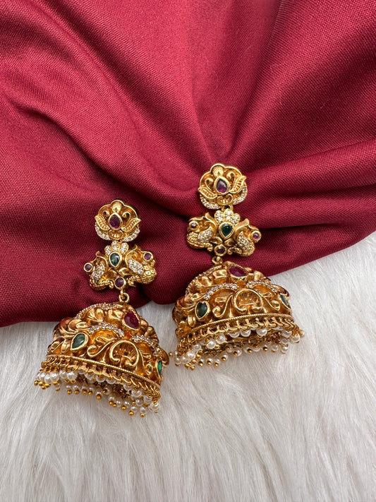 Matte Nakshi Jhumka Earrings