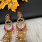 Gold Finish Kempu Long Jhumka Earrings