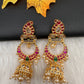 Gold Finish Kempu Long Jhumka Earrings