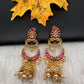 Gold Finish Kempu Long Jhumka Earrings