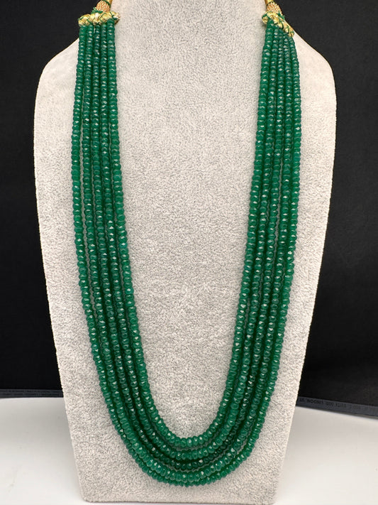 Green Emerald Real Beads Mala Necklace