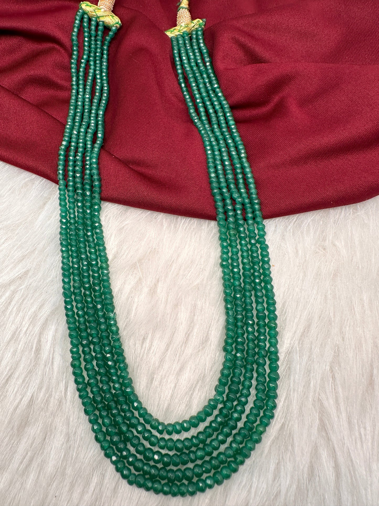 Green Emerald Real Beads Mala Necklace