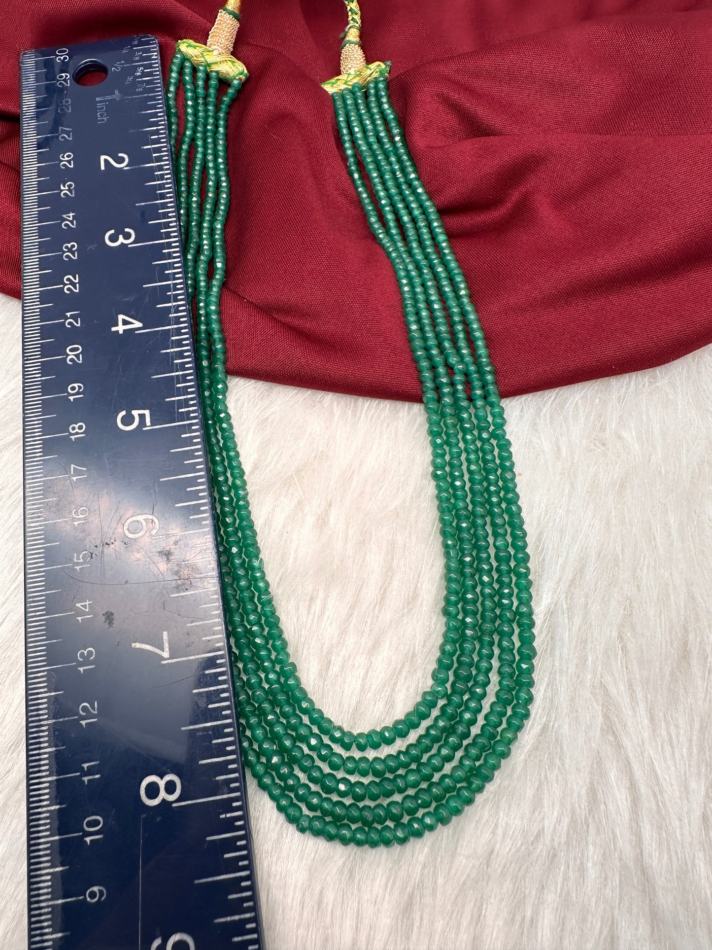 Green Emerald Real Beads Mala Necklace