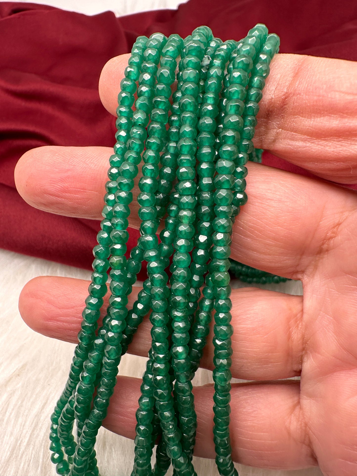 Green Emerald Real Beads Mala Necklace