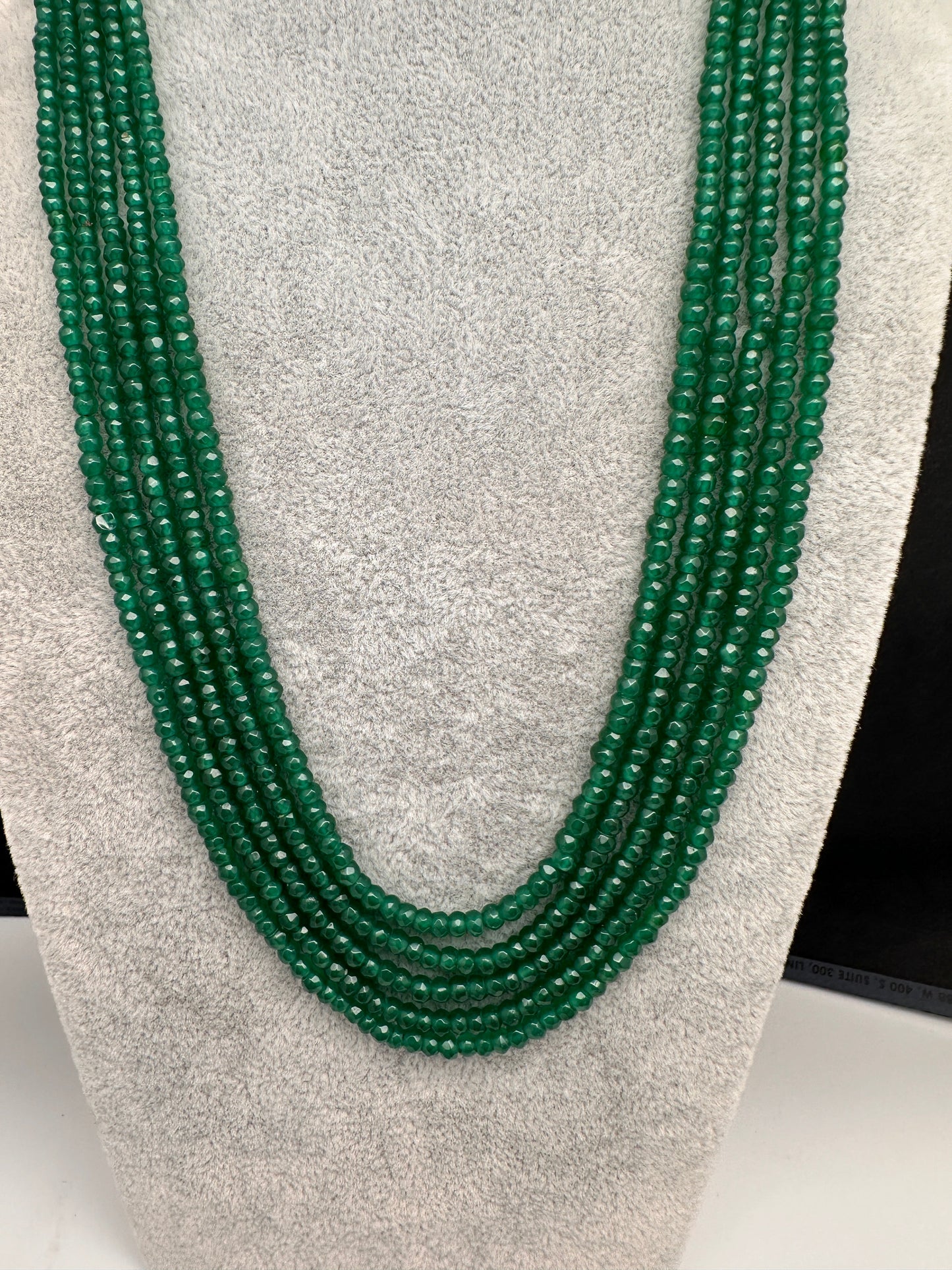 Green Emerald Real Beads Mala Necklace