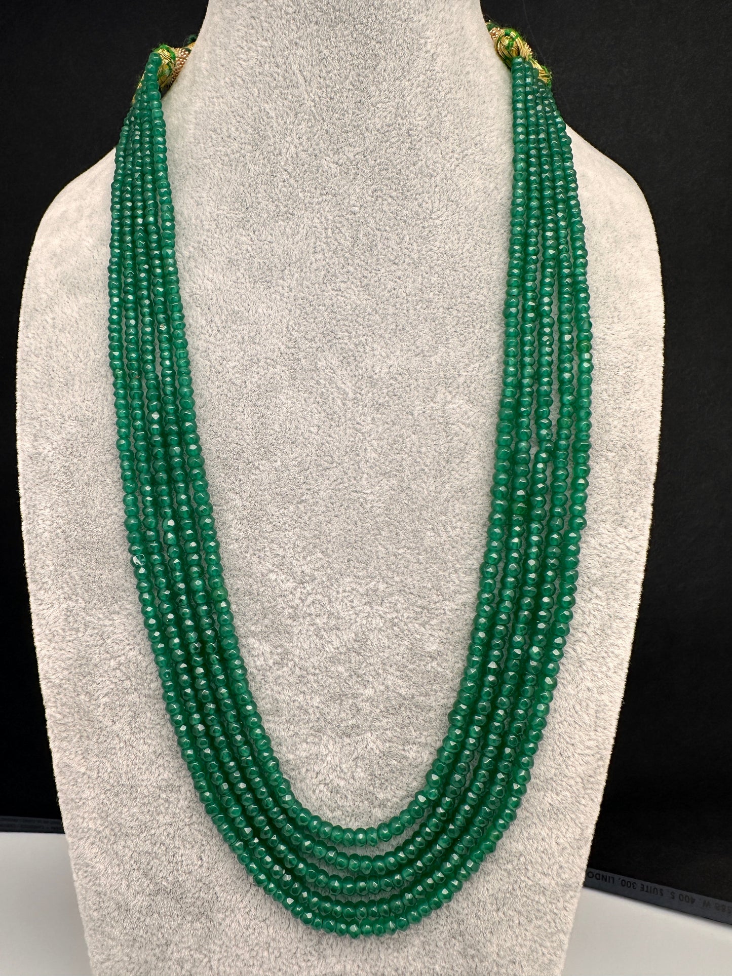 Green Emerald Real Beads Mala Necklace