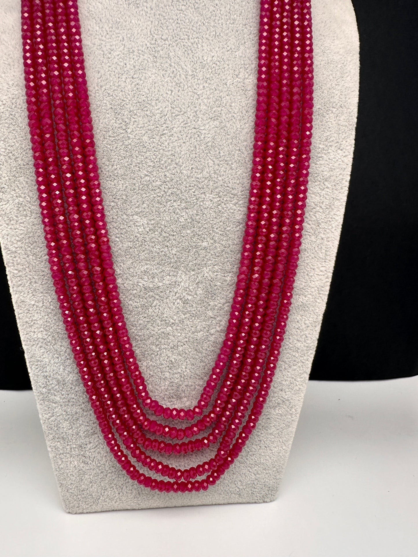 Ruby Pink Real Beads Mala Necklace