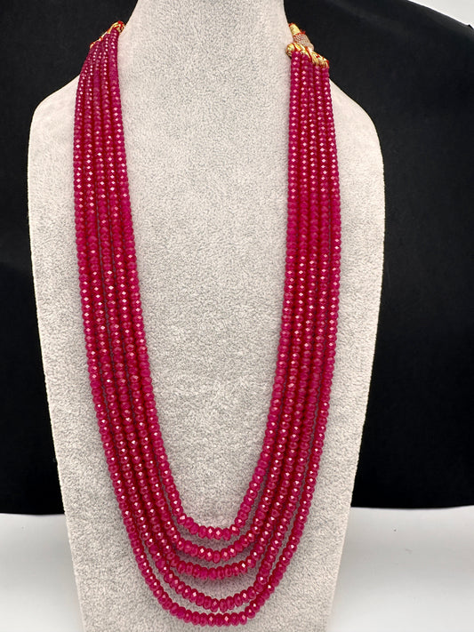 Ruby Pink Real Beads Mala Necklace