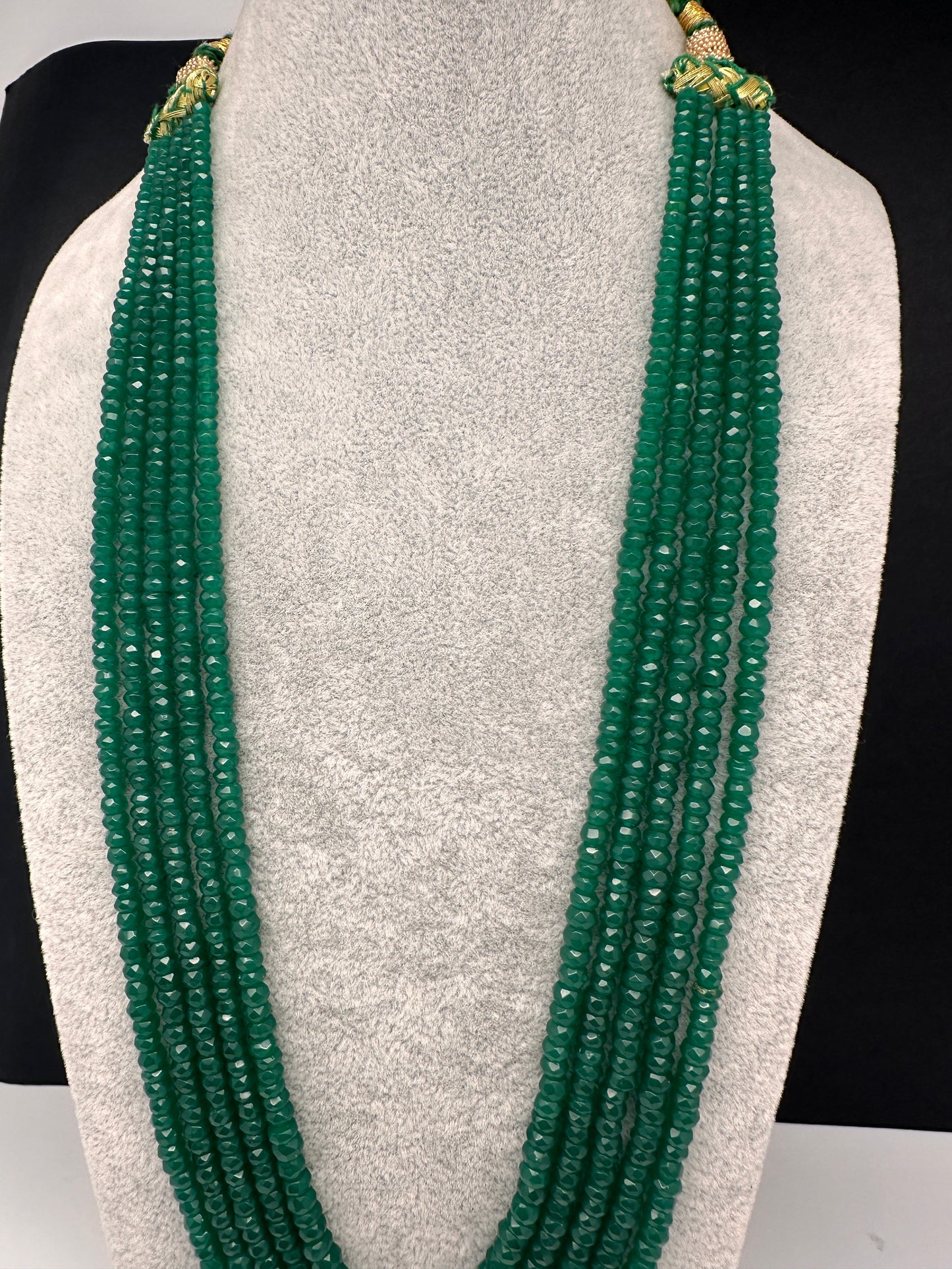 Green Emerald Real Beads Mala Necklace