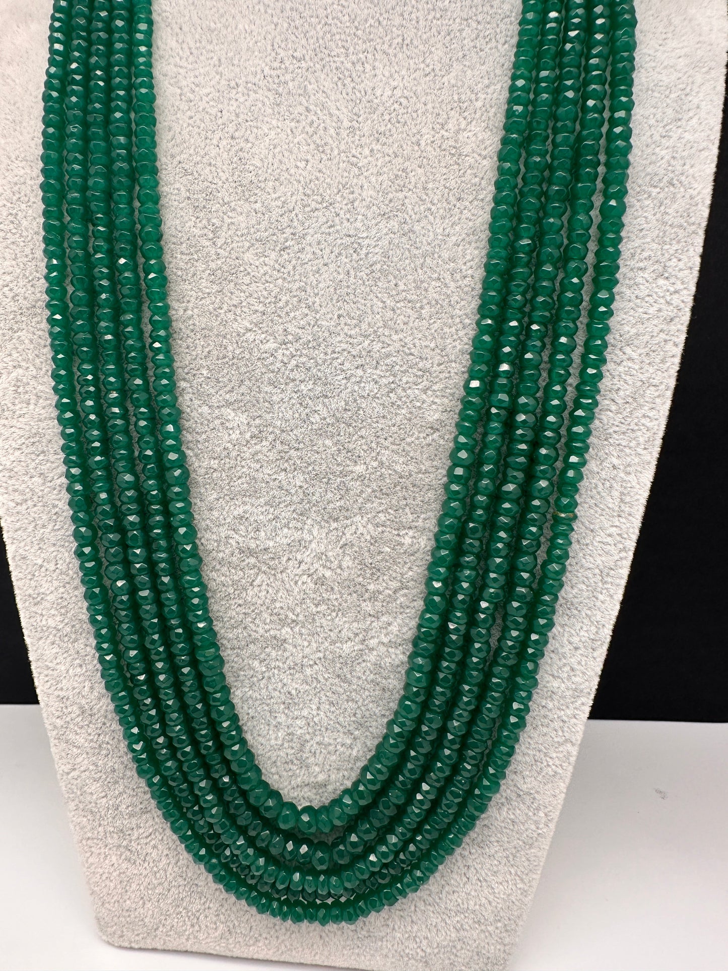 Green Emerald Real Beads Mala Necklace