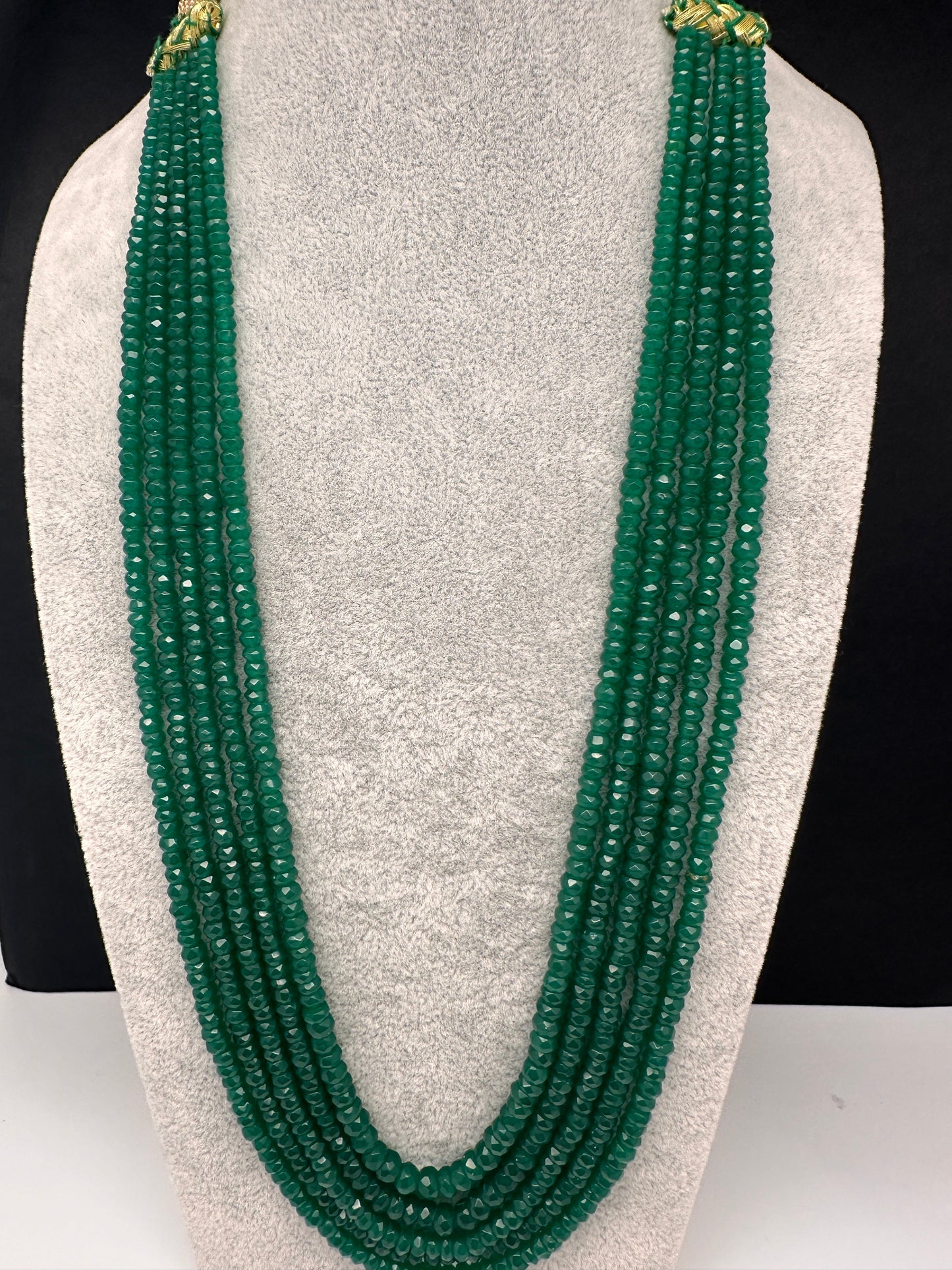 Green Emerald Real Beads Mala Necklace