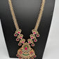 AD Red Green Multi Stone Pendent Golden Finish Long Necklace