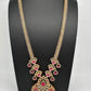 AD Red Green Multi Stone Pendent Golden Finish Long Necklace