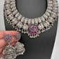 Goddess Lakshmi Silver Replica Short Necklace