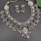 Goddess Lakshmi Elephant Silver Replica Short Necklace