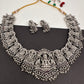 Goddess Lakshmi Elephant Silver Replica Short Necklace