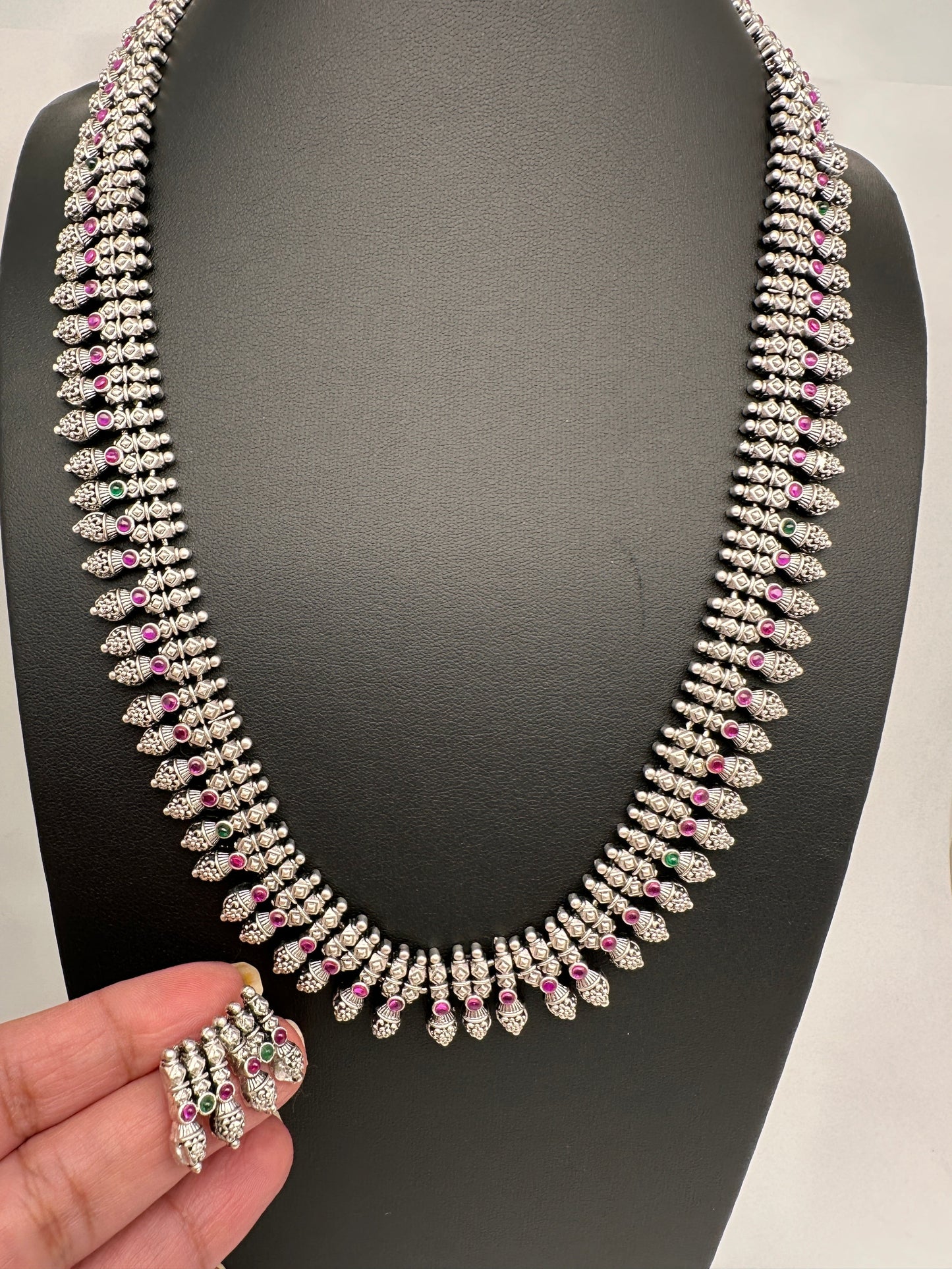 Multi Color Silver Replica Long Necklace