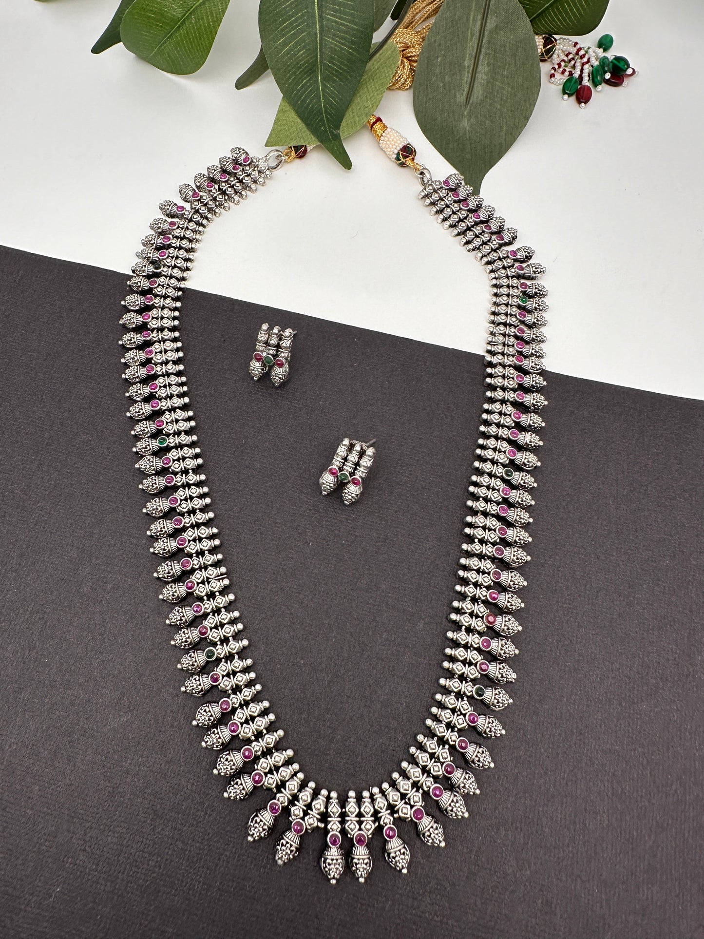 Multi Color Silver Replica Long Necklace