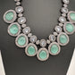 Oxidized Color Stone Short Necklace - LightGreen