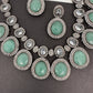 Oxidized Color Stone Short Necklace - LightGreen