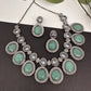 Oxidized Color Stone Short Necklace - LightGreen