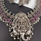 Goddess Lakshmi Eelphant Silver Replica Short Necklace