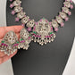 Goddess Lakshmi Potta Stones Kundan German Silver Short Necklace