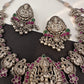 Goddess Lakshmi Potta Stones Kundan German Silver Short Necklace