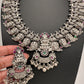 Goddess lakshmi Peacock Chandbali Stone Oxidized German Silver Necklace